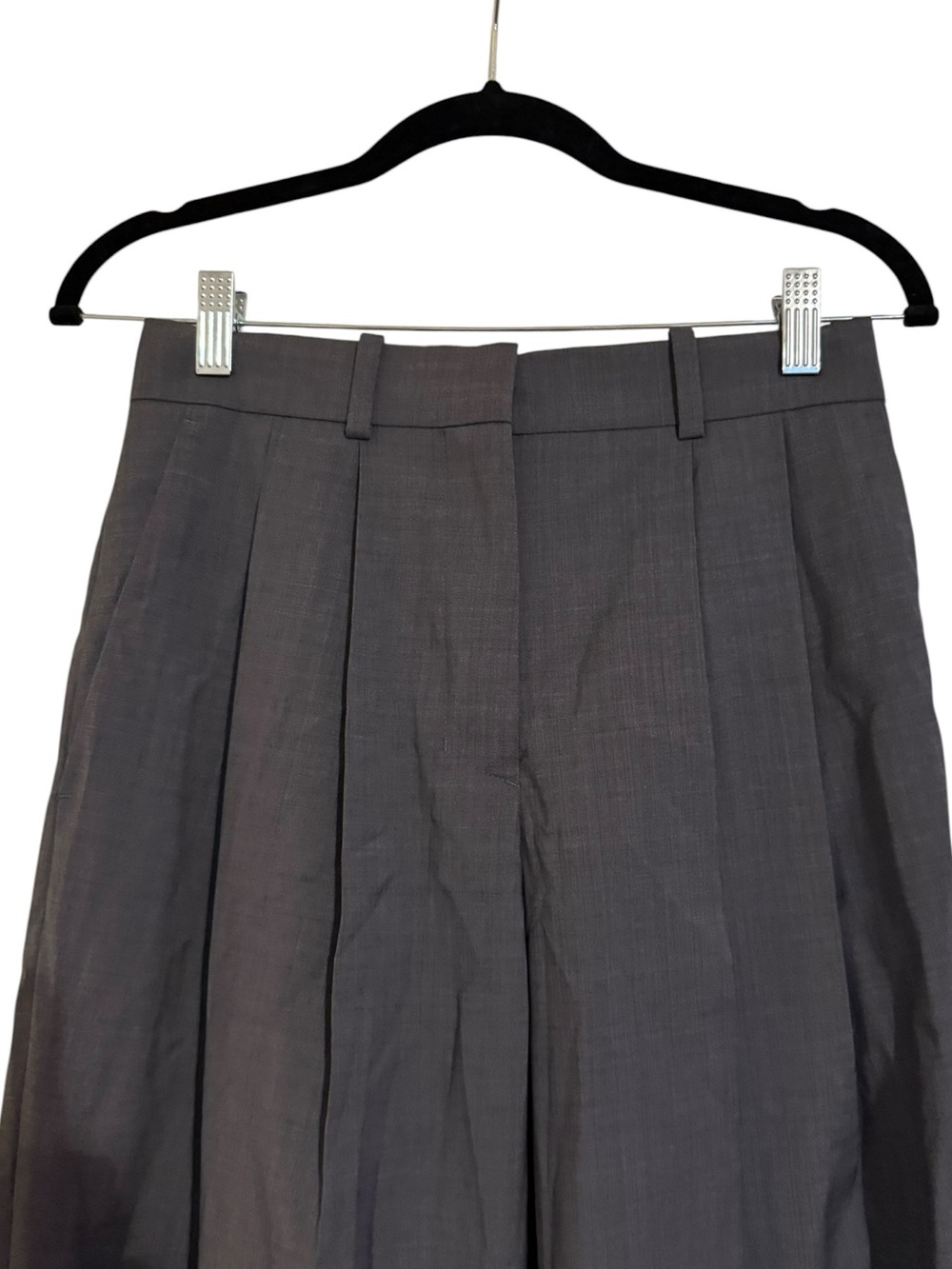 COS Gray Wool Pleated Wide Leg Trousers NWT Size 4 - Picture 2 of 5